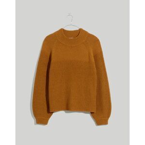 Madewell | Balloon Sleeve Mock Neck Sweater Cotton blend in Acorn | Small